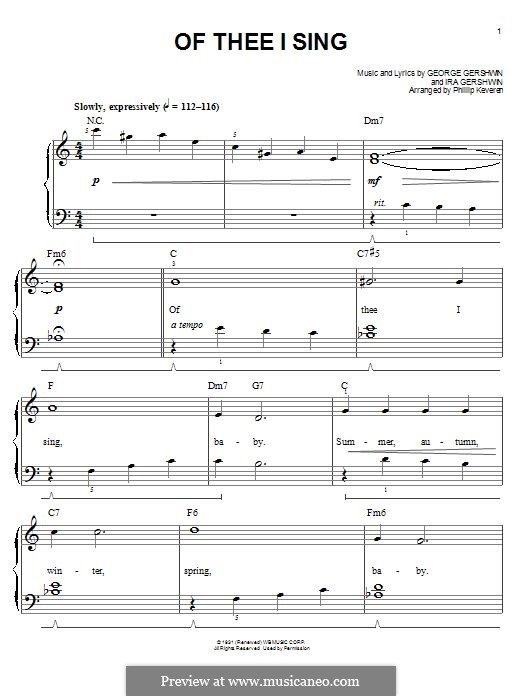 Of Thee I Sing von G. Gershwin - Noten auf MusicaNeo