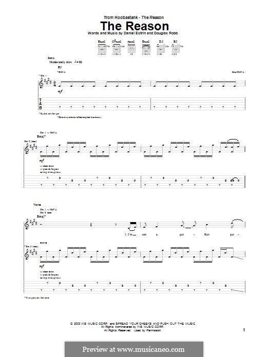 The Reason (Hoobastank): Für Gitarre mit Tabulatur by Douglas Robb