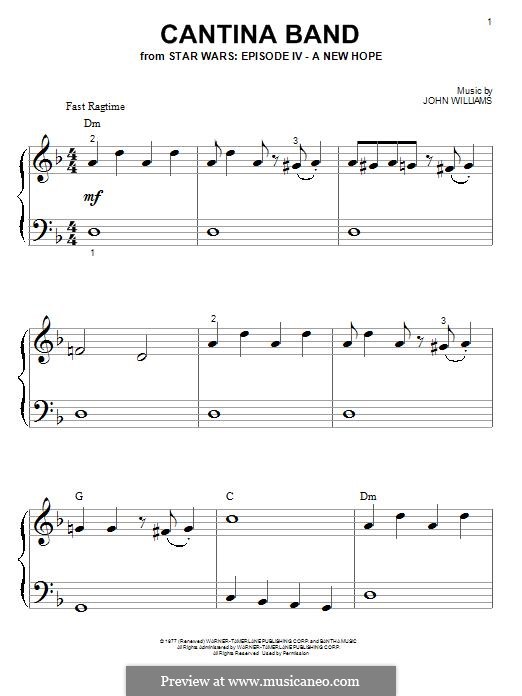 Cantina Band (from Star Wars: A New Hope): Für Klavier by John Williams