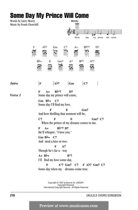 Some Day My Prince Will Come (from Snow White and The Seven Dwarfs): Für Ukulele by Frank Churchill