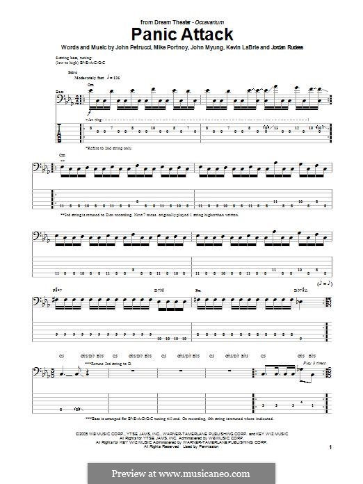 Panic Attack (Dream Theater): Für Bassgitarre mit Tabulatur by Mike Portnoy, John Petrucci, John Myung, Kevin LaBrie, Jordan Rudess