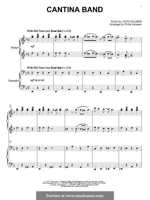 Cantina Band (from Star Wars: A New Hope): Für Klavier, vierhändig by John Williams