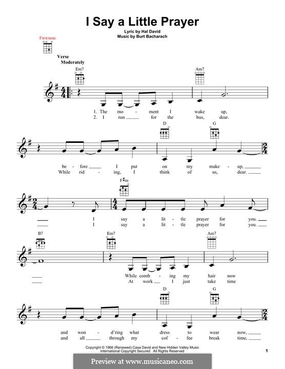 I Say a Little Prayer: For ukulele (Dionne Warwick) by Burt Bacharach