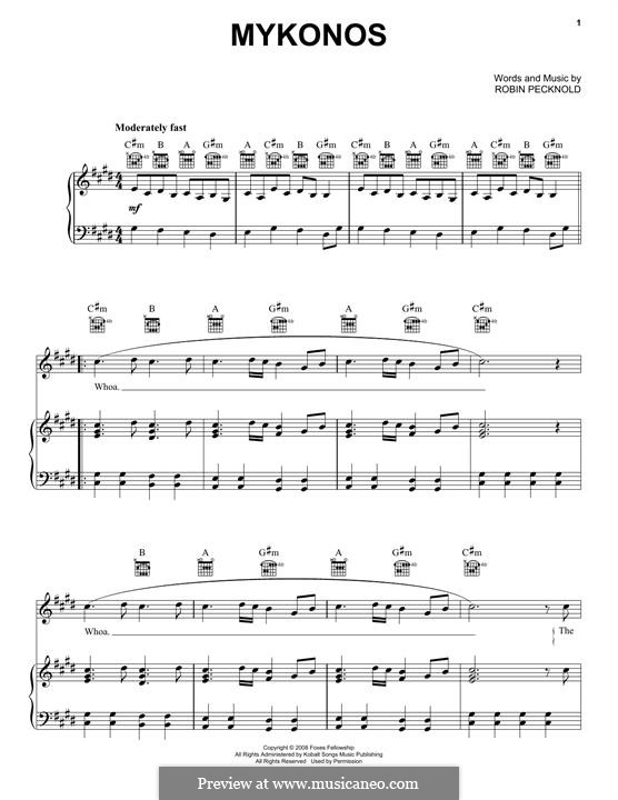Mykonos (Fleet Foxes): Für Stimme und Klavier (oder Gitarre) by Robin Pecknold