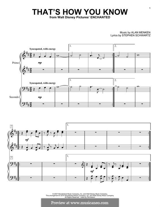That's How You Know (from Enchanted): Für Klavier by Alan Menken