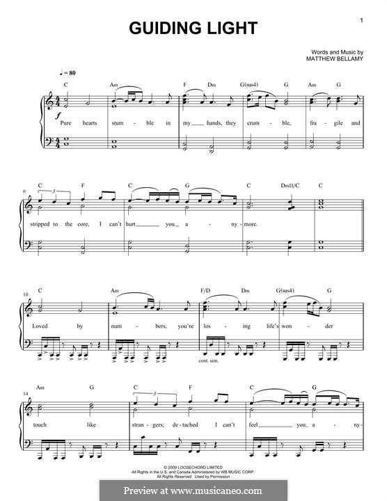 Guiding Light (Muse): Für Klavier by Matthew Bellamy