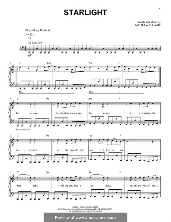 Starlight (Muse): Für Klavier by Matthew Bellamy