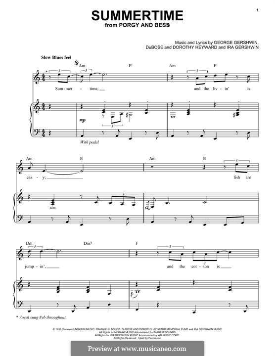 Summertime, vocal version: Für Stimme und Klavier by George Gershwin