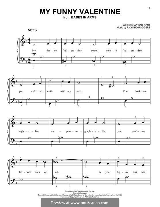My Funny Valentine: For piano (with text) by Richard Rodgers