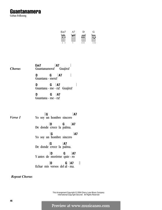Guantanamera: Für Ukulele by folklore