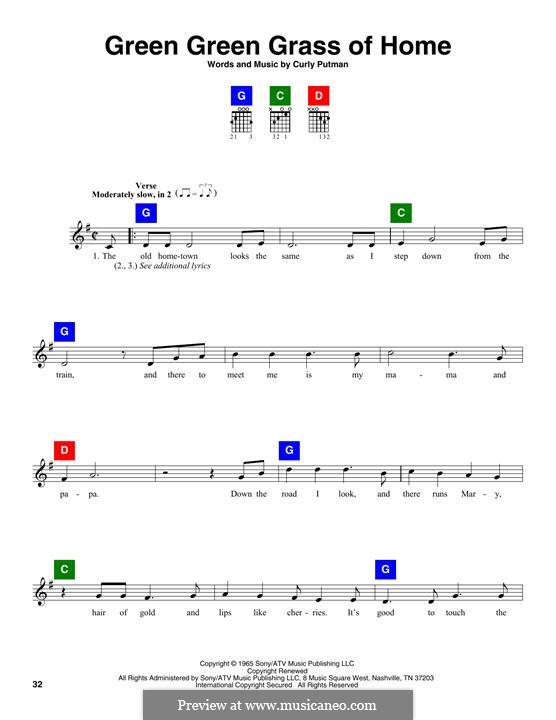 Green Green Grass of Home: Melodische Linie by Curly Putman