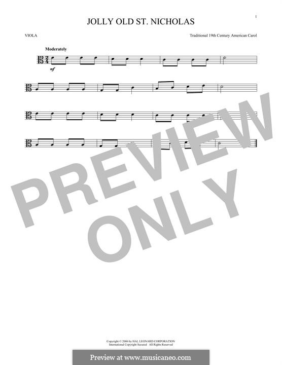 Jolly Old St. Nicholas: For viola by folklore
