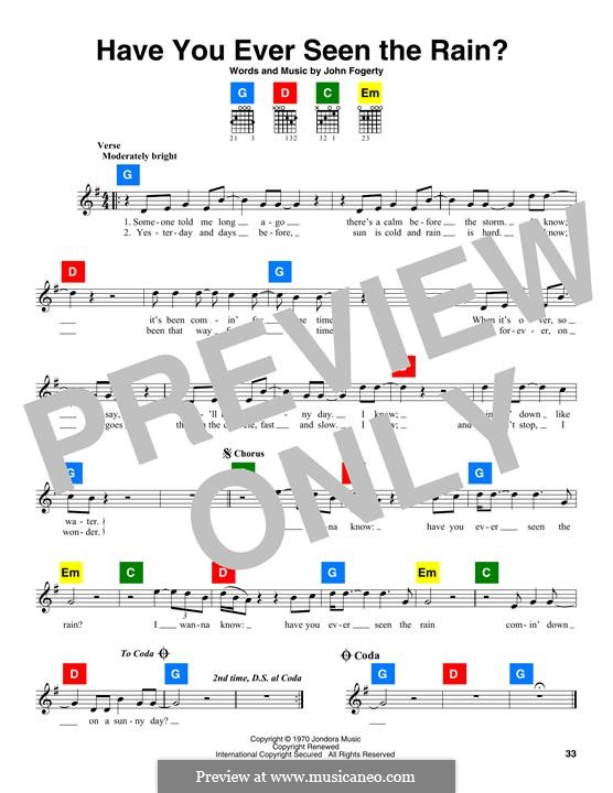 Have You Ever Seen the Rain? (Creedence Clearwater Revival): Melodische Linie by John C. Fogerty