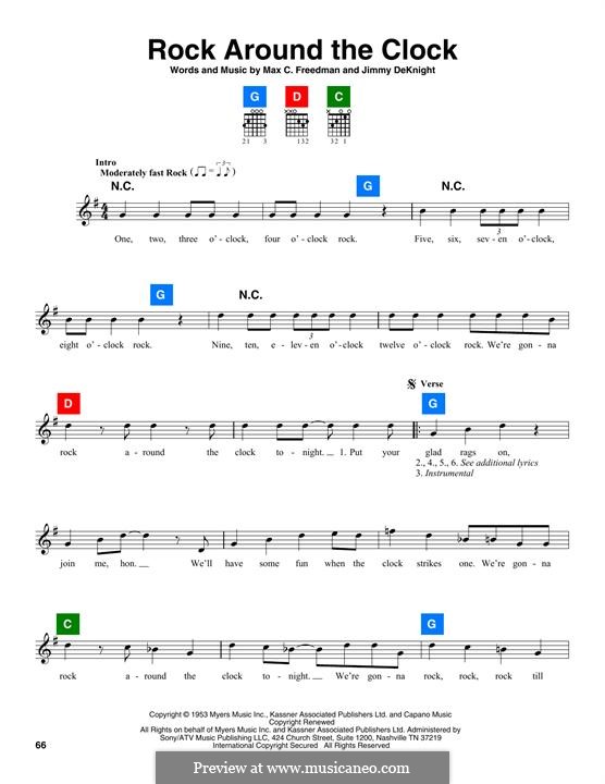 Rock Around the Clock (Bill Haley and His Comets): Melodische Linie by Jimmy DeKnight, Max C. Freedman