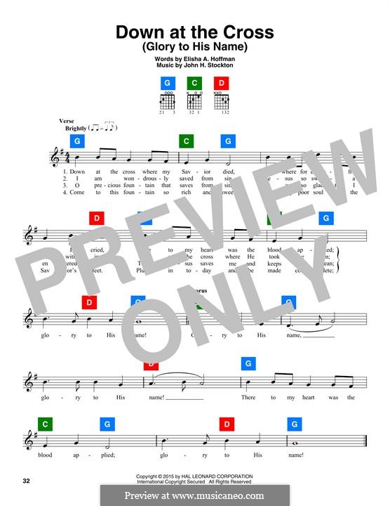 Down at the Cross (Glory to His Name): Melodische Linie by John H. Stockton