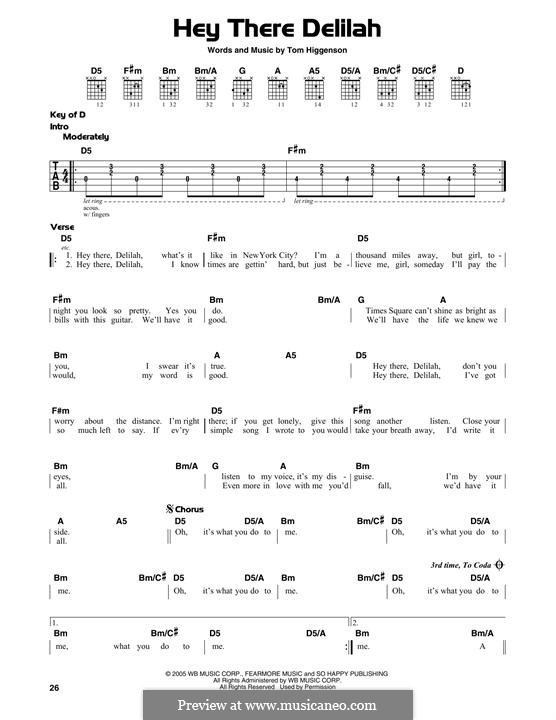 Hey There Delilah (Plain White T's): Für Gitarre by Tom Higgenson