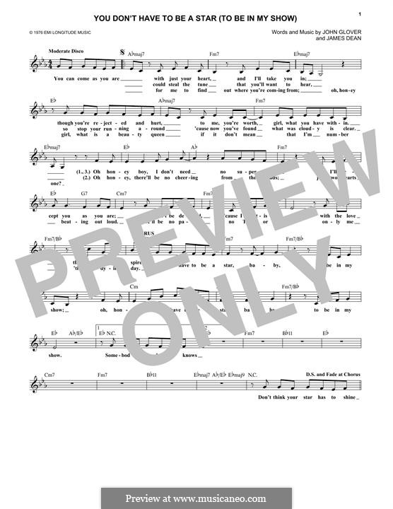 You Don't Have To Be a Star (To Be in My Show): Melodische Linie by James A. Dean, John Glover
