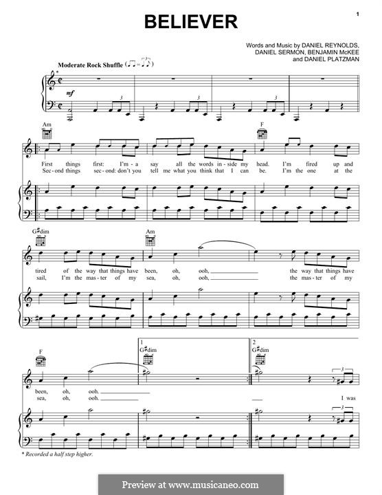 Believer Imagine Dragons Von B Mckee D Reynolds D Sermon D Platzman Auf Musicaneo