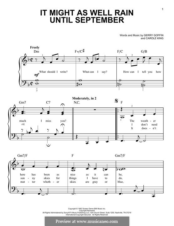 It Might as Well Rain Until September: Für Klavier by Gerry Goffin