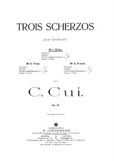 Drei Scherzos, Op.82: Scherzo Nr.1, für Klavier, vierhändig by César Cui