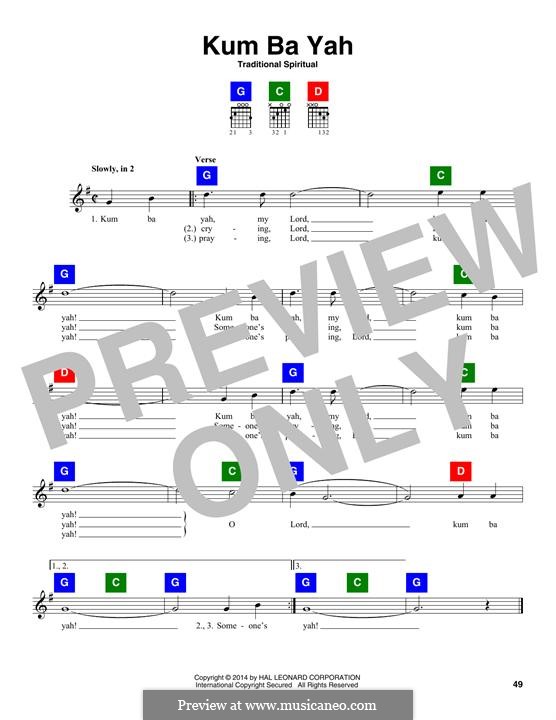 Kumbaya my Lord: Melodische Linie by folklore
