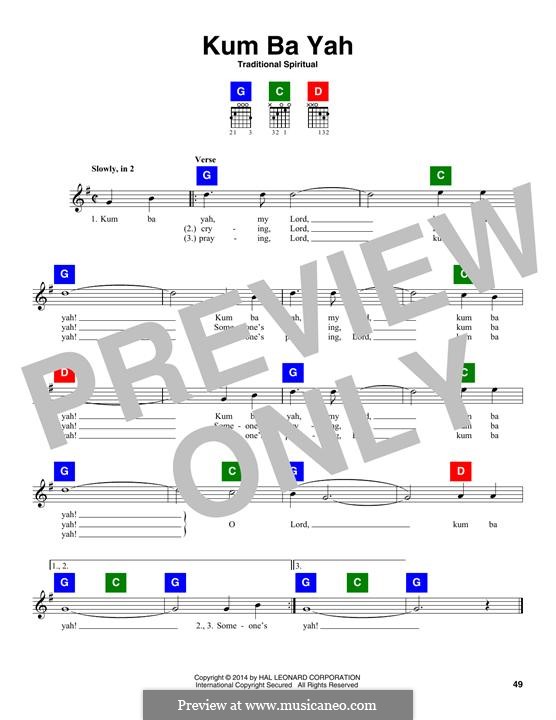 Kumbaya my Lord: Melodische Linie by folklore