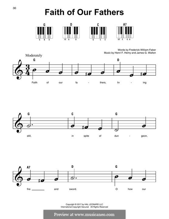 Faith of Our Fathers: For any instrument by Henri F. Hemy, James G. Walton