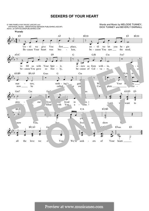 Seekers of Your Heart: Melodische Linie by Dick Tunney, Melodie Tunney