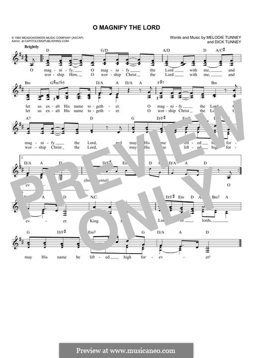 O Magnify the Lord: Melodische Linie by Dick Tunney, Melodie Tunney
