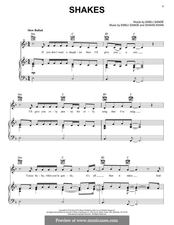 Shakes: Für Stimme und Klavier (oder Gitarre) by Emeli Sandé, Shahid Khan