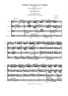La stravaganza. Twelve Violin Concertos, Op.4: Violin Concerto No.7 in C Major. Arrangement for string quartet, RV 185 by Antonio Vivaldi