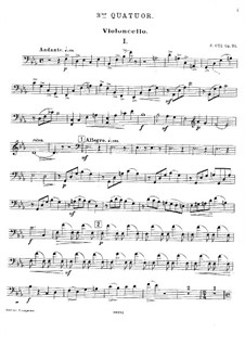 Streichquartett Nr.3 in Es-Dur, Op.91: Cellostimme by César Cui