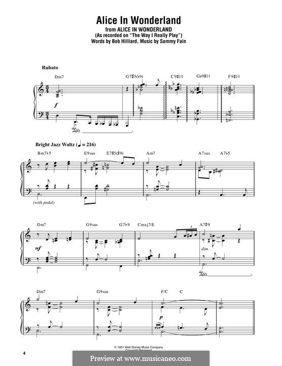 Main Title (Alice in Wonderland): Für Klavier by Bob Hilliard, Sammy Fain