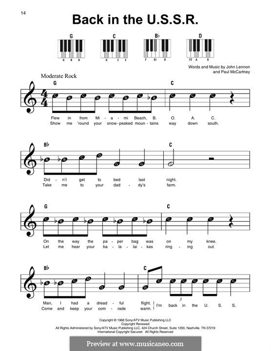 Back in the USSR (The Beatles): Text und Akkorde by John Lennon, Paul McCartney