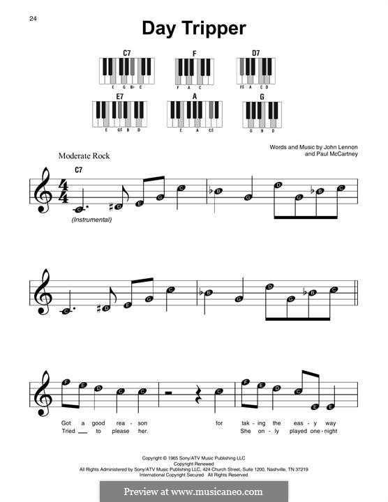 Instrumental version: For any instrument by John Lennon, Paul McCartney