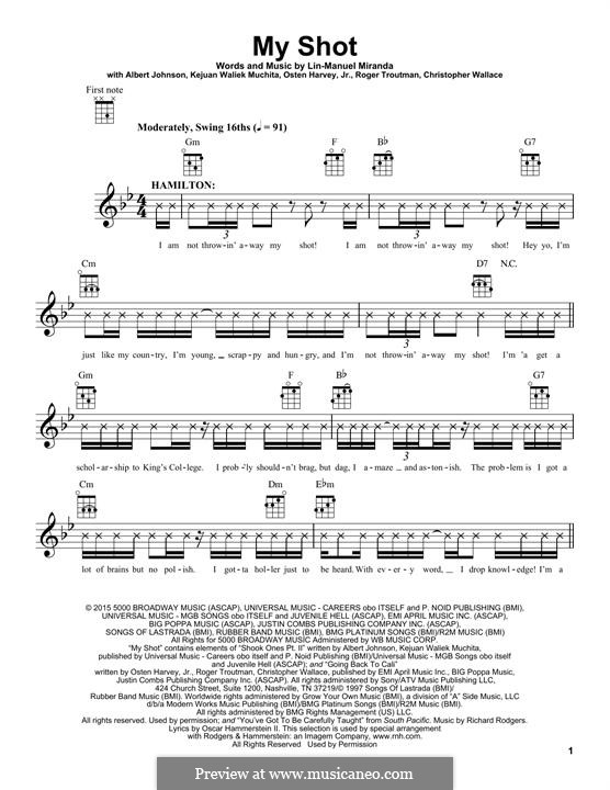 My Shot (from 'Hamilton'): Für Ukulele by Albert Johnson, Christopher Wallace, Kejuan Muchita, Lin-Manuel Miranda, Osten Harvey, Roger Troutman