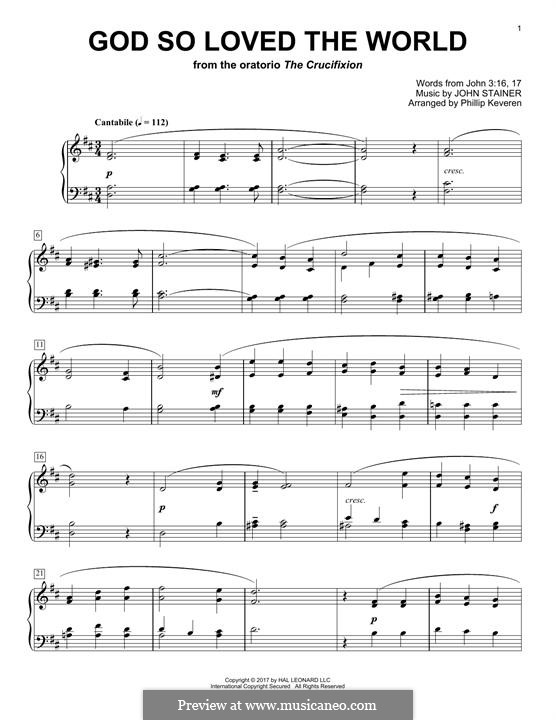 God so loved the world: Für Klavier by John Stainer