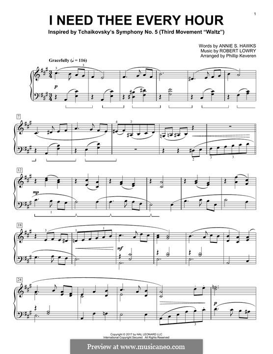I Need Thee Every Hour: Für Klavier by Robert Lowry