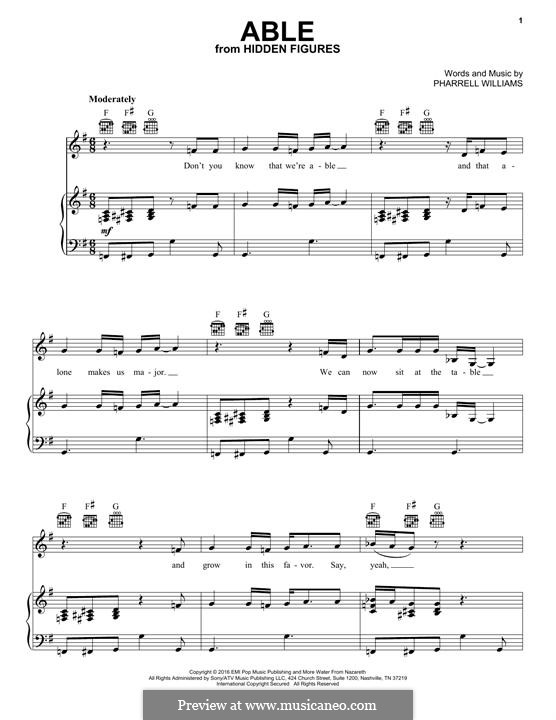 Able: Für Stimme und Klavier (oder Gitarre) by Pharrell Williams