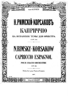 Spanisches Capriccio, Op.34: Für Klavier, vierhändig by Nikolai Rimsky-Korsakov