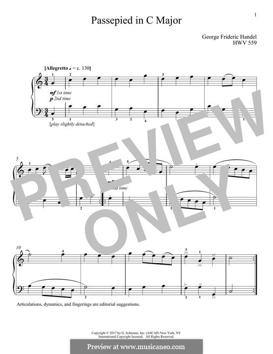 Passepied in C Major, HWV 559: Für Klavier by Georg Friedrich Händel