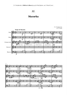 Nr.10 Mazurka: For woodwind quintet by Pjotr Tschaikowski