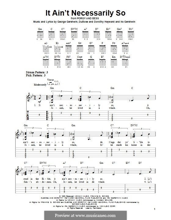 It ain't Necessarily So: Für Gitarre mit Tabulatur by George Gershwin