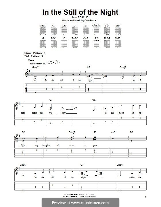 In the Still of the Night: Für Gitarre mit Tabulatur by Cole Porter