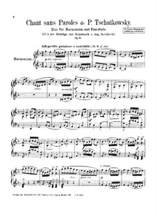 Souvenir de Hapsal, TH 125 Op.2: Nr.3 Lied ohne Worte, für Harmonium und Klavier – Solo Stimme by Pjotr Tschaikowski