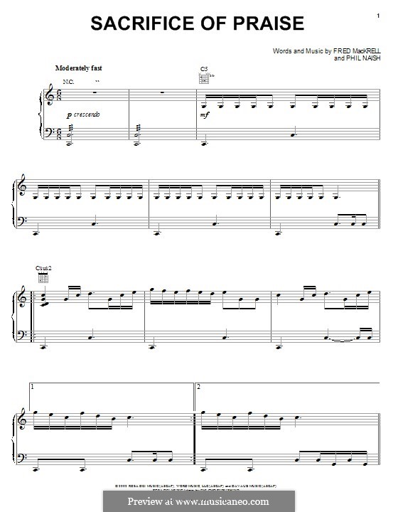 Sacrifice of Praise: Für Stimme und Klavier (oder Gitarre) by Phil Naish, Fred MacKrell