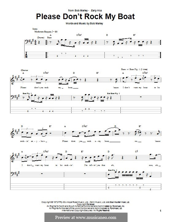 Please Don't Rock My Boat: Für Bassgitarre mit Tabulatur by Bob Marley