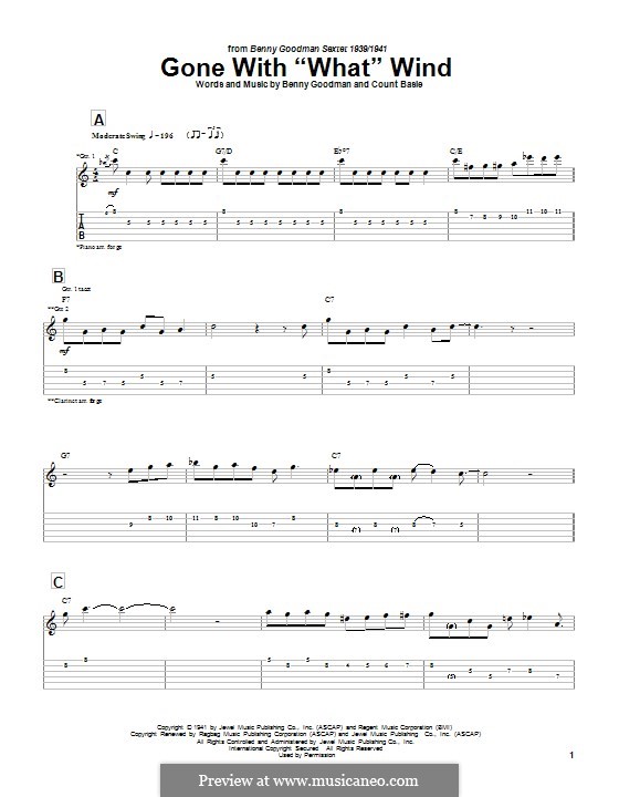 Gone with 'What' Wind: Für Gitarre mit Tabulatur by Benny Goodman, Count Basie