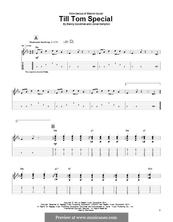 Till Tom Special: Für Gitarre mit Tabulatur by Benny Goodman, Lionel Hampton