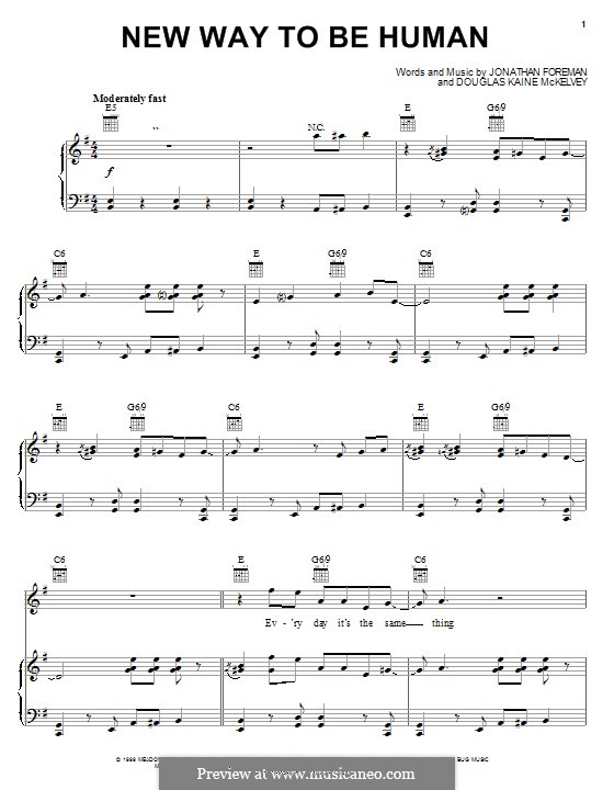 New Way To Be Human (Switchfoot): Für Stimme und Klavier (oder Gitarre) by Doug McKelvey, Jonathan Foreman